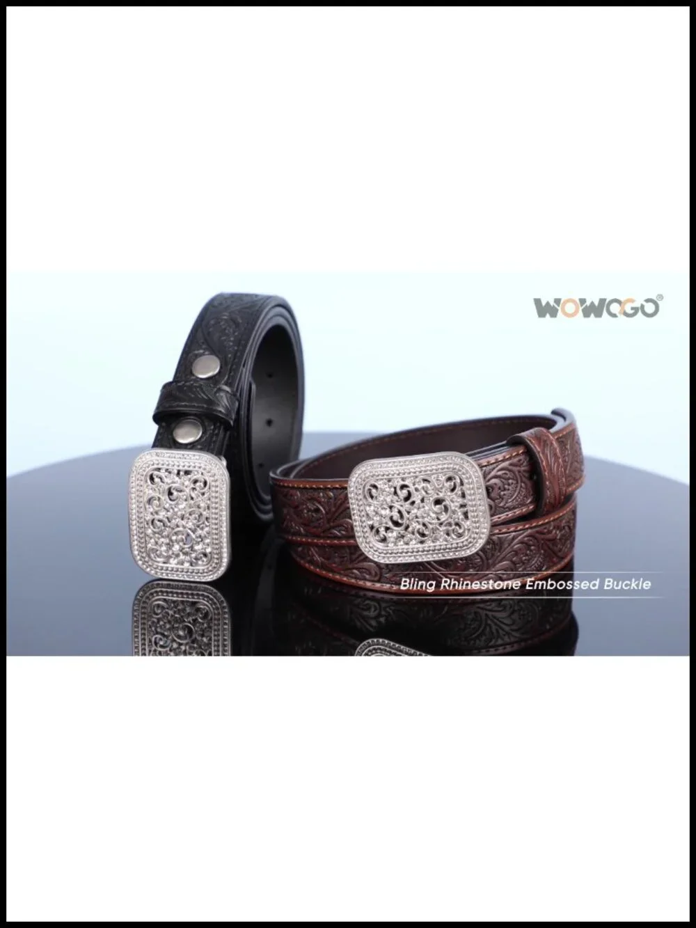 Kids Genuine Leather Western Belt Tooled Floral Embossed Buckle Cowboy Cowgirl